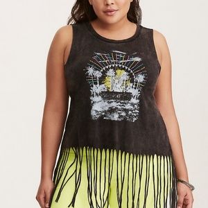 Torrid EMBROIDERED BEADED FRINGE TANK TOP